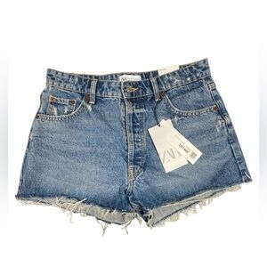 Zara Women's Distressed Blue Jean Shorts